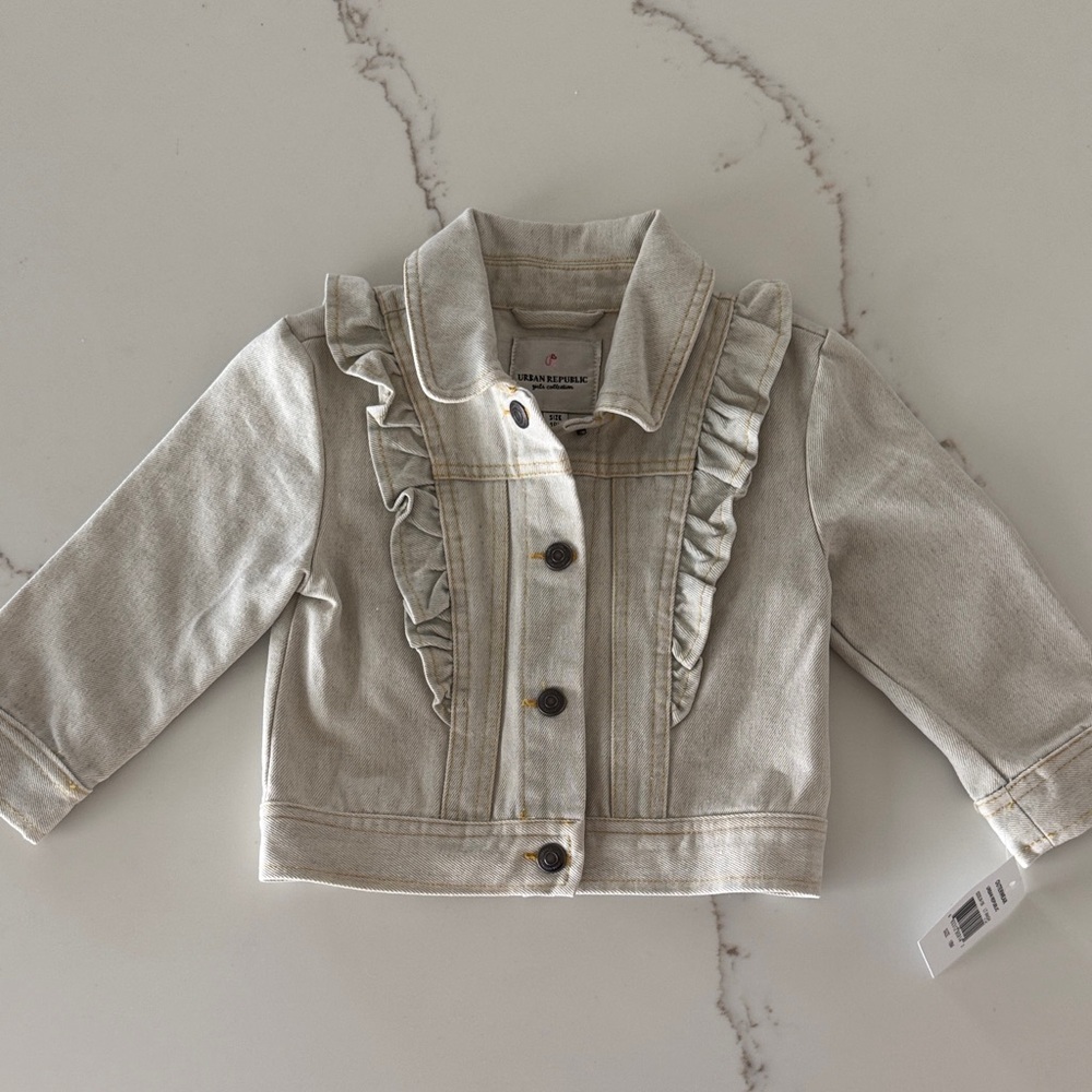 Urban Republic Kids Baby Ruffled Jean Jacket - Gray baby girls